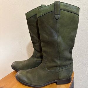 Vintage FRYE Made in Mexico 80s 90s Riding Campus Boots Olive  Leather 8 B